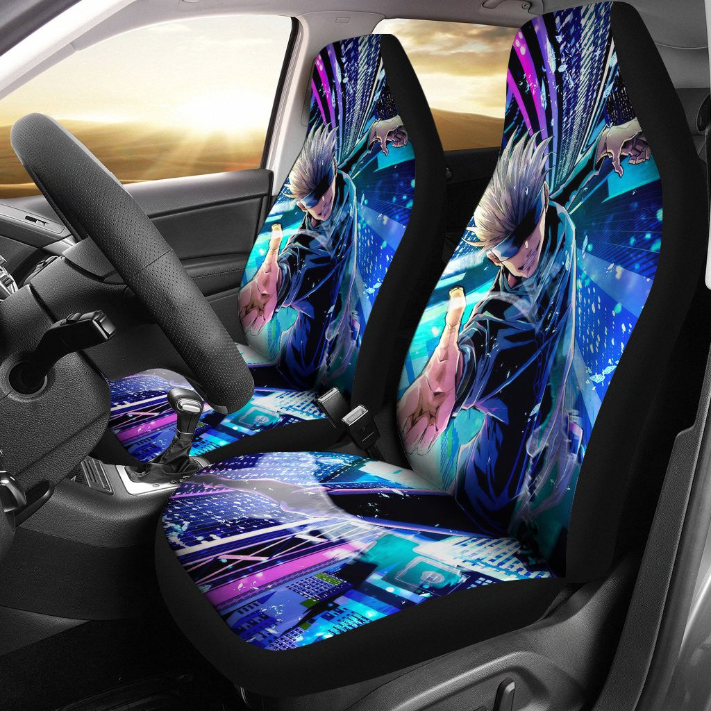 Jujutsu Kaisen Car Seat Covers Gojo Satoru City Light Art Seat Covers