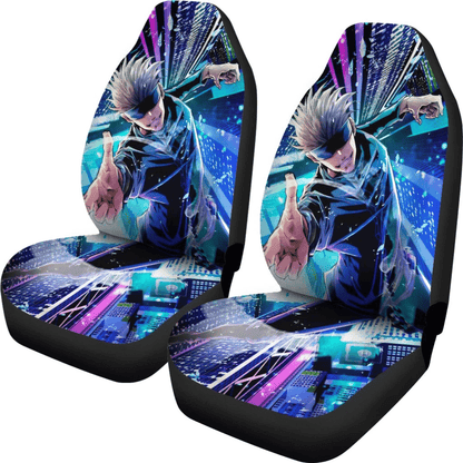 Jujutsu Kaisen Car Seat Covers Gojo Satoru City Light Art Seat Covers