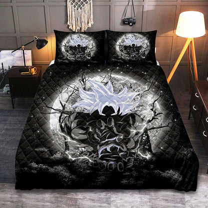 Dragon Ball Bedding Set Goku Ultra Instinct Moonlight Duvet Covers Black White Unique Gift