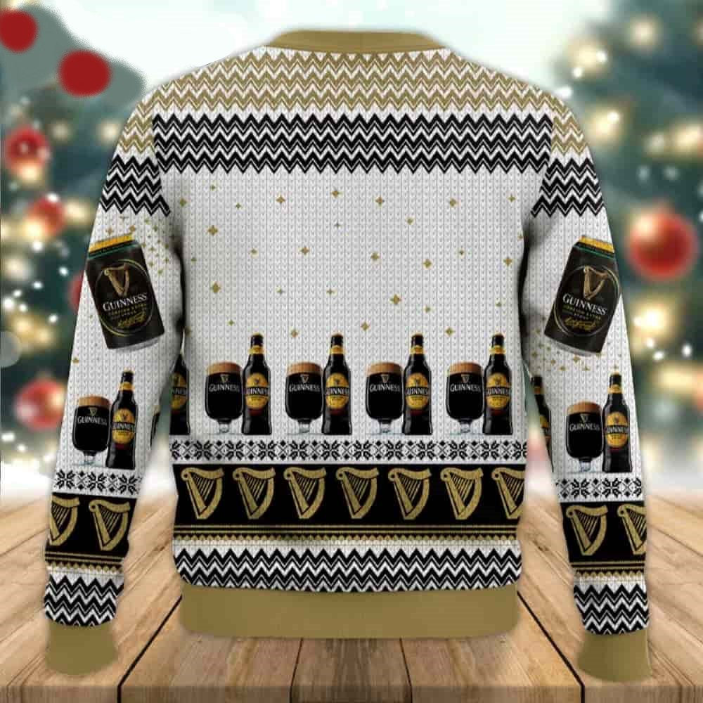 Guinness Sweatshirt Guinness Beer Cups And Bottles Pattern Sweatshirt White Brown Unisex