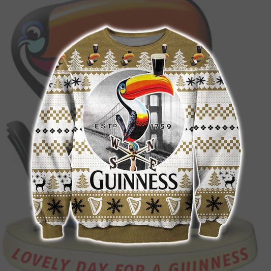 Guinness Sweatshirt Guinness Beer 1759 Toucan Bird Sweatshirt White Brown Unisex