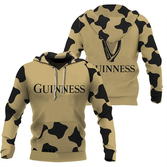 Guinness Hoodie Guinness Beer Spot Pattern Hoodie Black Yellow Unisex