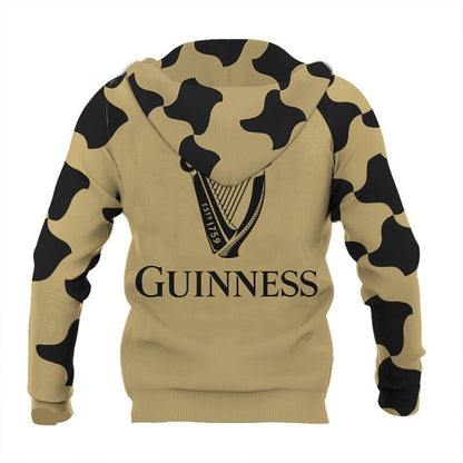 Guinness Hoodie Guinness Beer Spot Pattern Hoodie Black Yellow Unisex