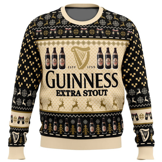 Guinness Sweatshirt Guinness Extra Stout Beer Bottle Pattern Sweatshirt Black Unisex