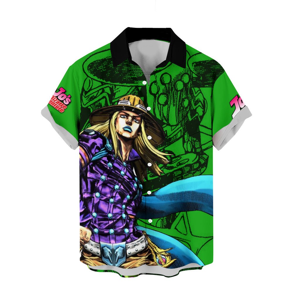 JoJo's Bizarre Adventure Hawaii Shirt Gyro Zeppeli With His Stand Aloha Shirt Green Unisex