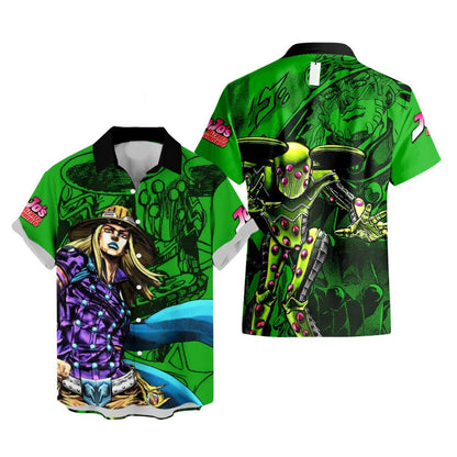 JoJo's Bizarre Adventure Hawaii Shirt Gyro Zeppeli With His Stand Aloha Shirt Green Unisex