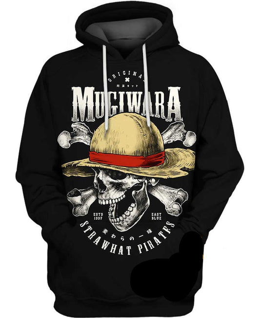 One Piece Hoodie Straw Hat Pirates Mugiwara Hoodie Black Unisex