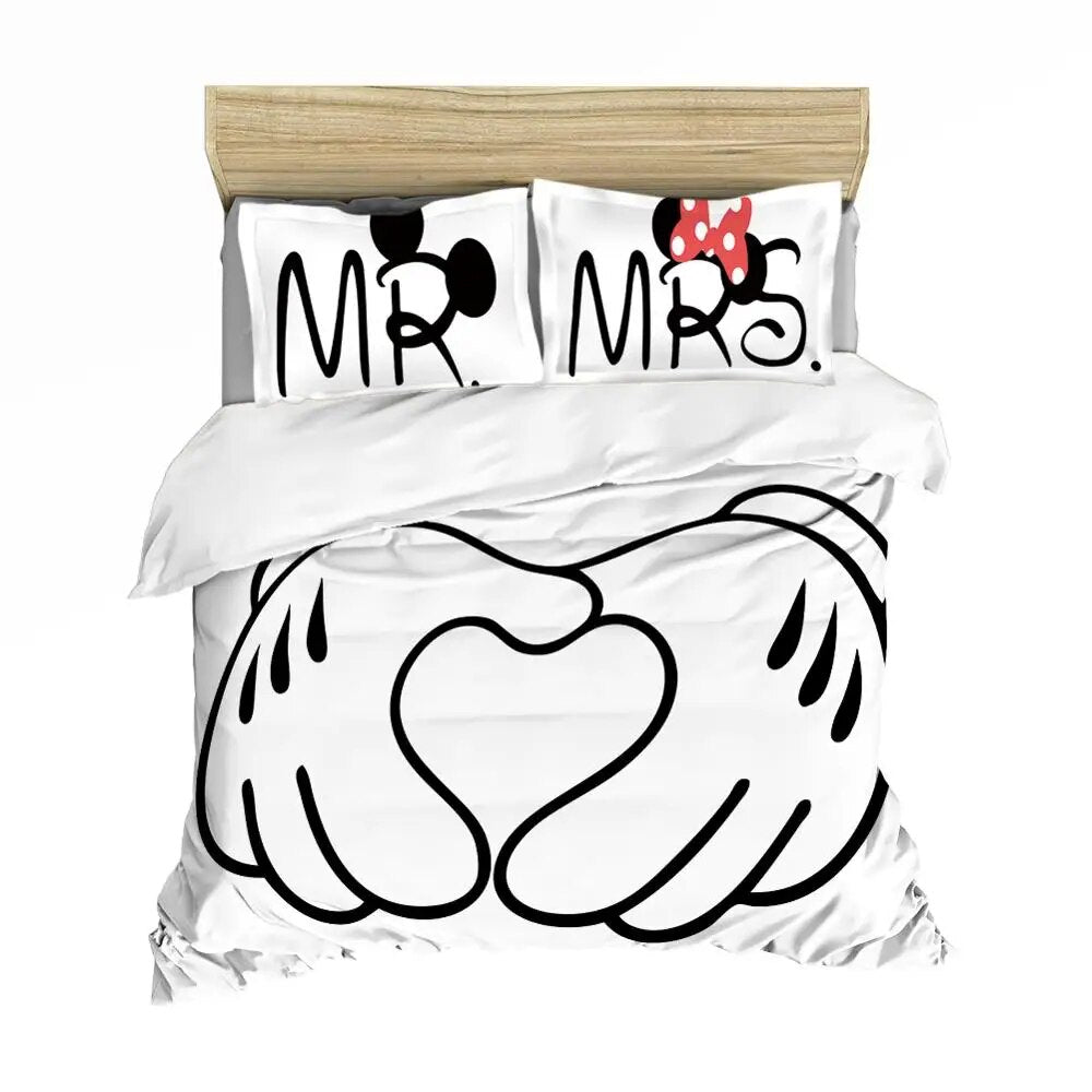 Minnie Bedding Set DN Mr And Mrs Holding Hands Duvet Covers White Unique Gift