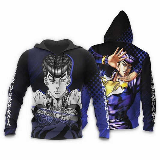 JoJo's Bizarre Adventure Hoodie Josuke Higashikata Character Graphic Hoodie Black Blue Unisex