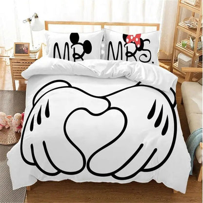 Minnie Bedding Set DN Mr And Mrs Holding Hands Duvet Covers White Unique Gift