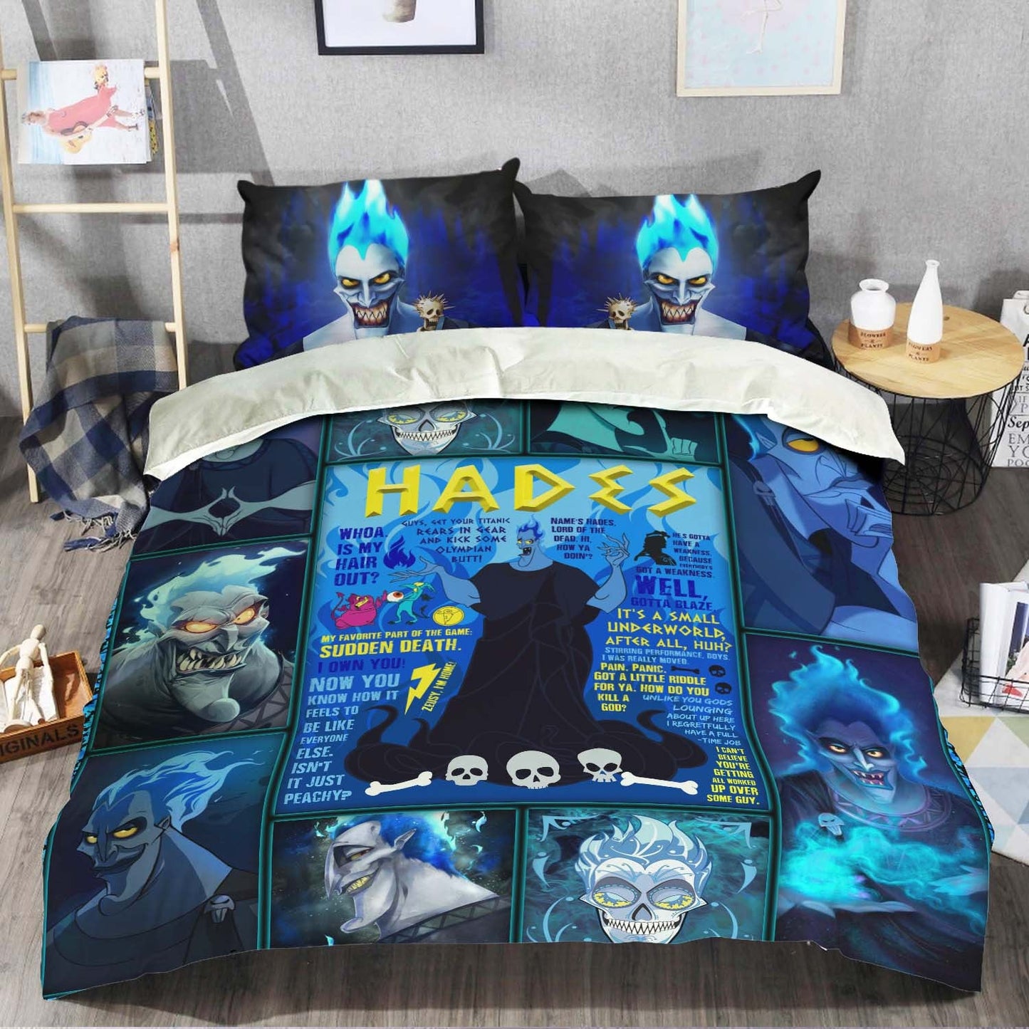 DN Bedding Set DN Villains Hades Graphic And Quote Duvet Covers Blue Unique Gift