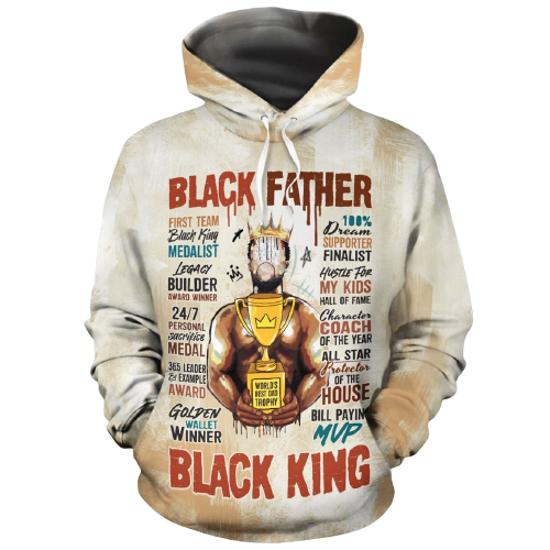 Unifinz Black Father Hoodie Black Father Black King Hoodie Best Father's Day Gift Autism Apparel 2023