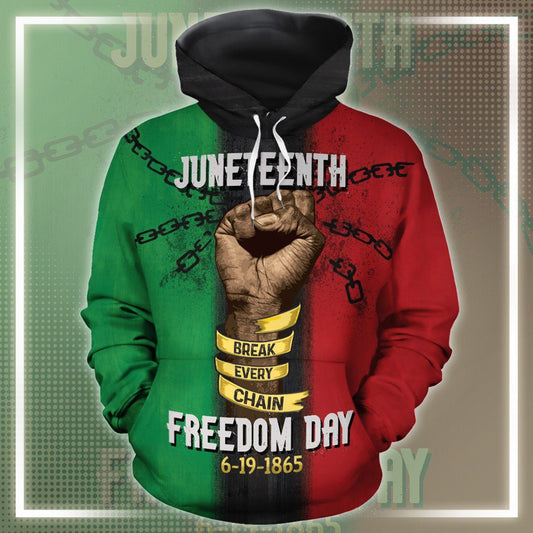 Unifinz Juneteenth Hoodie Break Every Chain Freedom Day 1865 Hoodie Juneteenth Apparel 2022