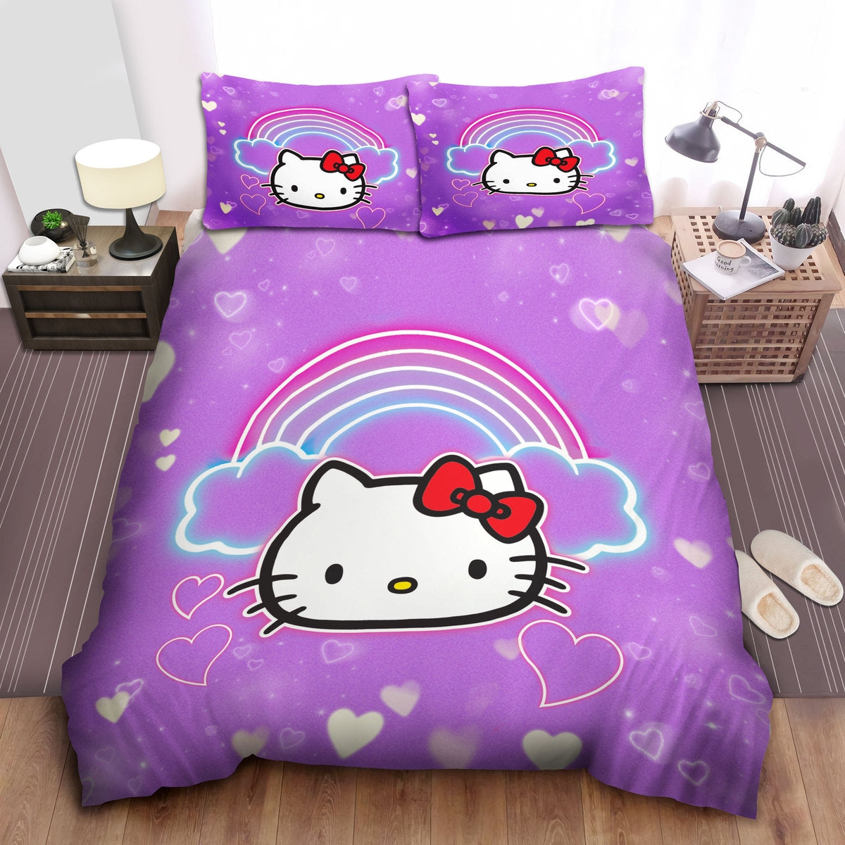 Hello Kitty Bedding Set Hello Kitty Neon Cloud And Rainbow Duvet Covers Pink Unique Gift