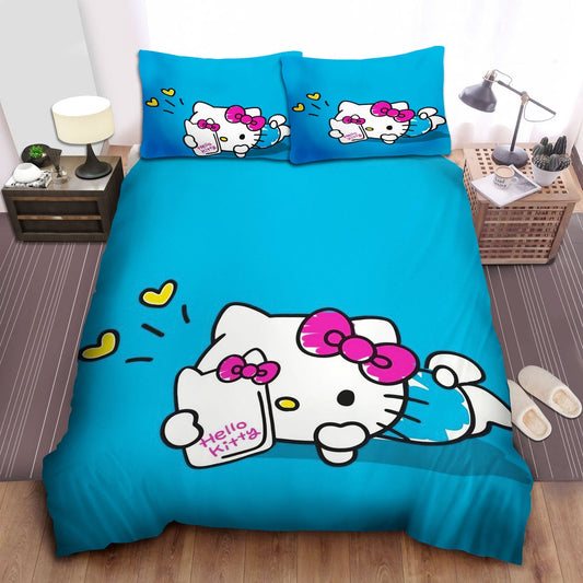 Hello Kitty Bedding Set Hello Kitty Surfing The Smartphone Duvet Covers Blue Unique Gift