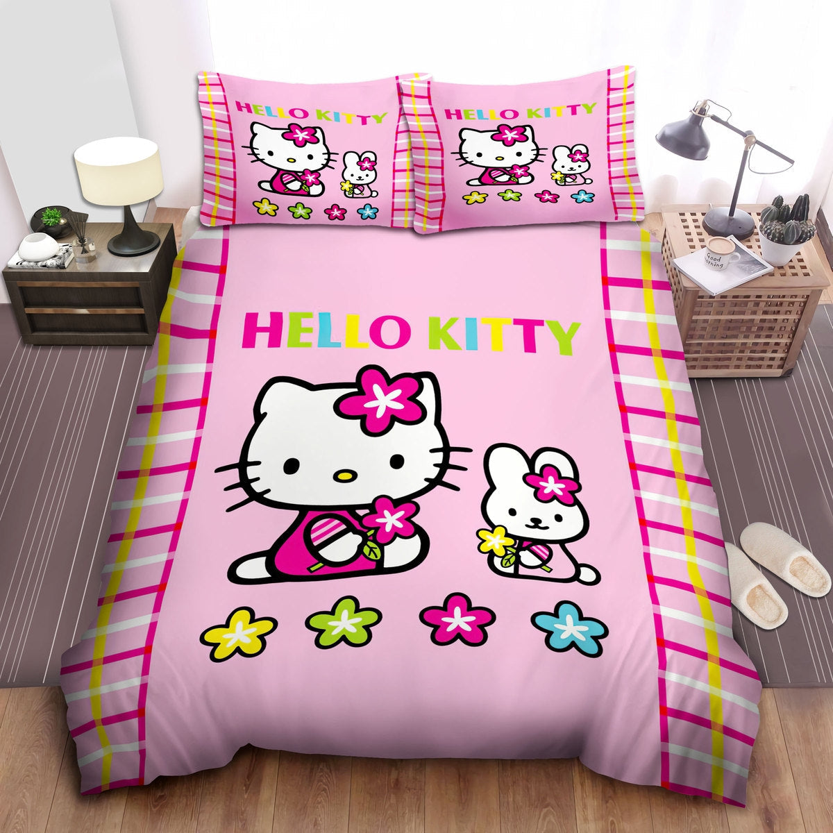 Hello Kitty Bedding Set Hello Kitty And My Melody Flowers Duvet Covers Pink Unique Gift