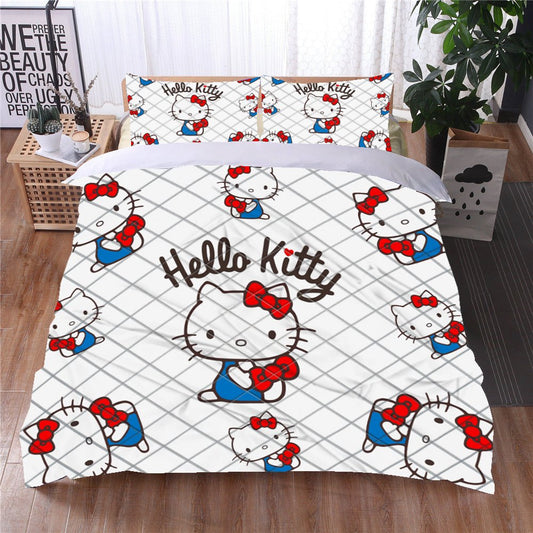 Hello Kitty Bedding Set Hello Kitty With Bowties Pattern Duvet Covers White Unique Gift