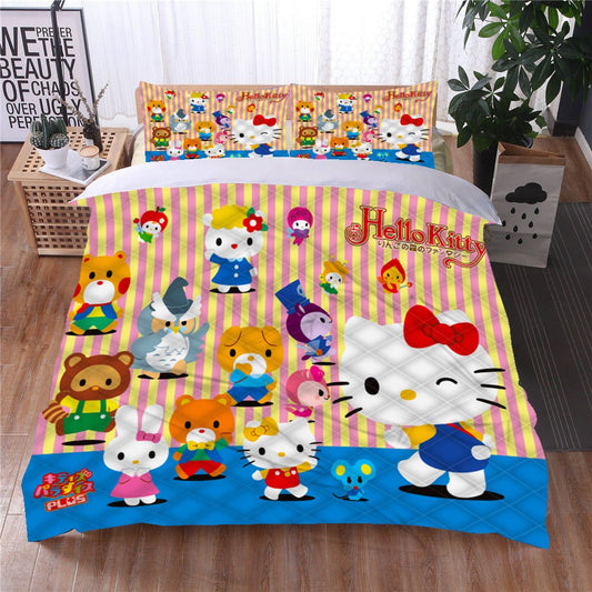 Hello Kitty Bedding Set Hello Kitty And Characters Duvet Covers Colorful Unique Gift