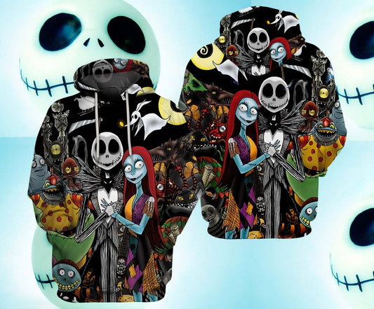  Nightmare Before Christmas Hoodie Jack And Sally With Other Characters Hoodie Full Print Unisex