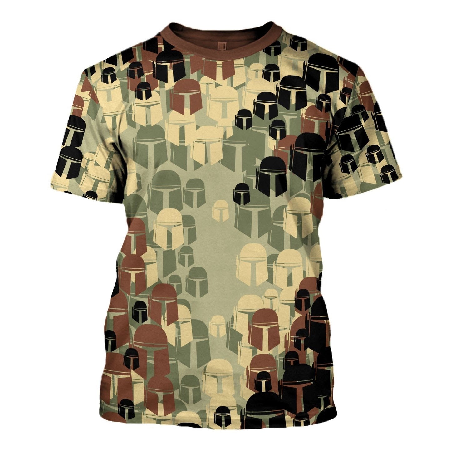  SW T-shirt Mandalorian Helmet Pattern Brown Green Hoodie SW Apparel For Fan dul Unisex Full Print