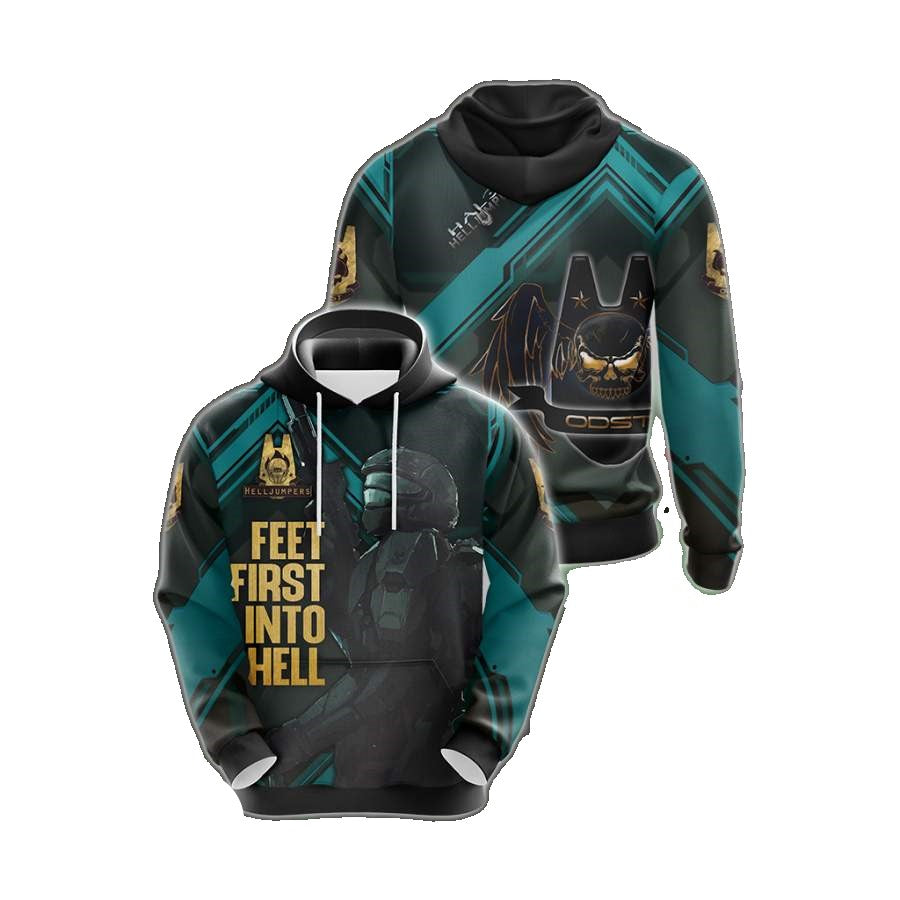 Halo Hoodie Helljumper Fell First Into Hell Hoodie Black Blue Unisex