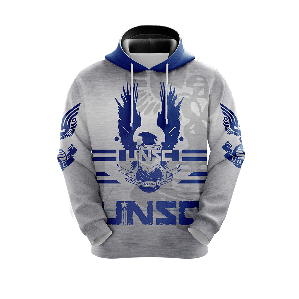 Halo Hoodie UNSC Logo Halo Infinite Eagle Graphic Hoodie White Blue Unisex