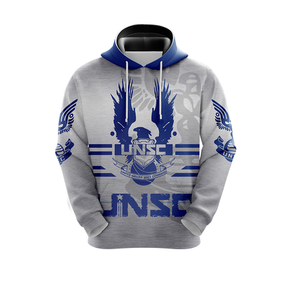 Halo Hoodie UNSC Logo Halo Infinite Eagle Graphic Hoodie White Blue Unisex