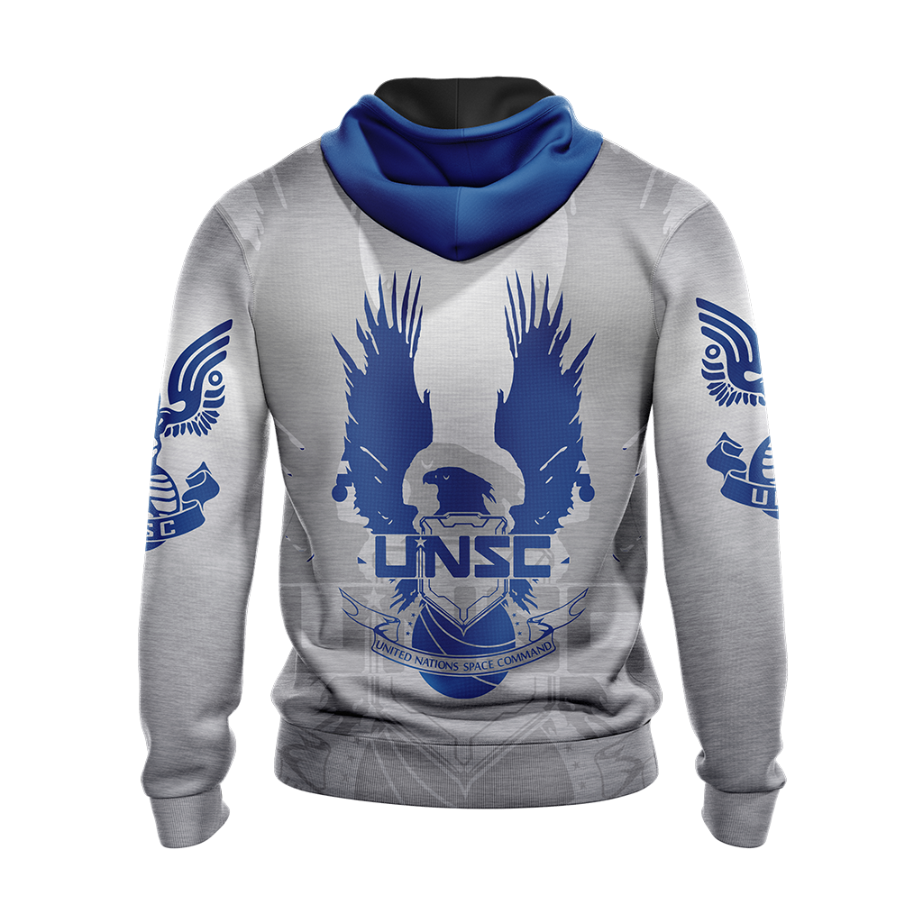 Halo Hoodie UNSC Logo Halo Infinite Eagle Graphic Hoodie White Blue Unisex