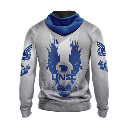 Halo Hoodie UNSC Logo Halo Infinite Eagle Graphic Hoodie White Blue Unisex