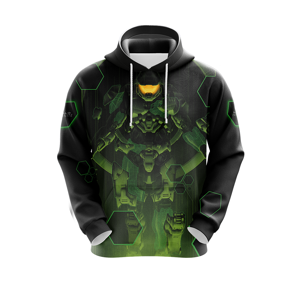 Halo Hoodie Halo Infinite Masterchief Silhouetee T-shirt Black Green Unisex