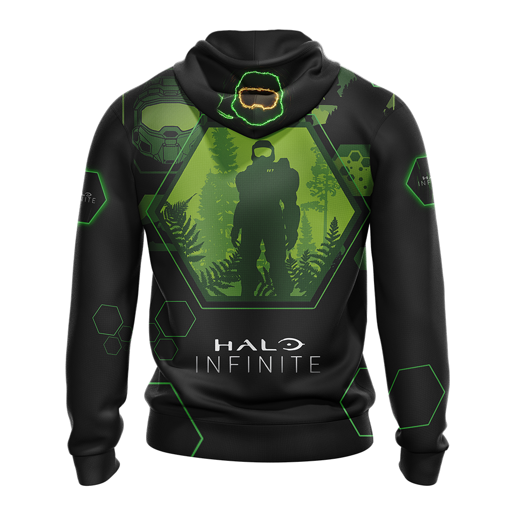 Halo Hoodie Halo Infinite Masterchief Silhouetee T-shirt Black Green Unisex