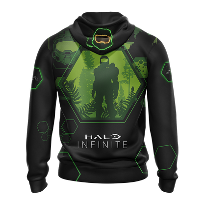 Halo Hoodie Halo Infinite Masterchief Silhouetee T-shirt Black Green Unisex