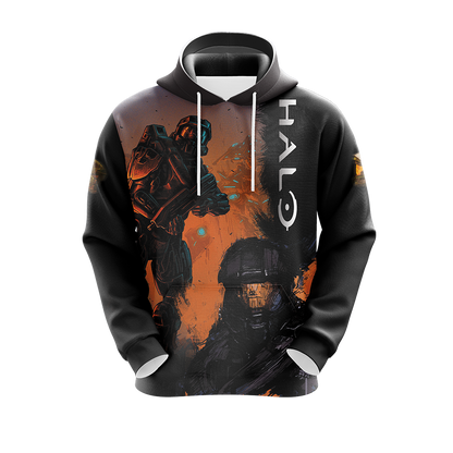 Halo Hoodie Halo Masterchief Graphic Painting Hoodie Black Orange Unisex