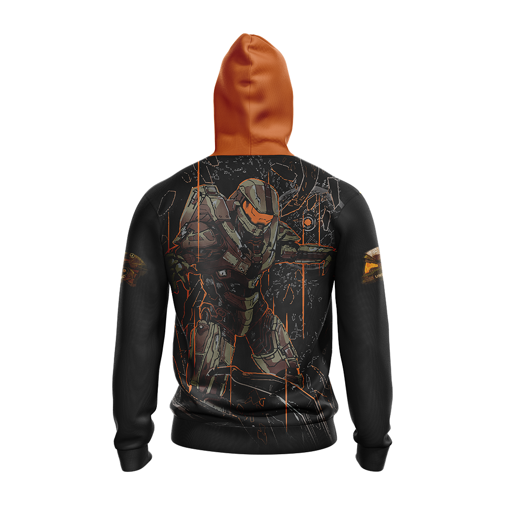 Halo Hoodie Halo Masterchief Graphic Painting Hoodie Black Orange Unisex