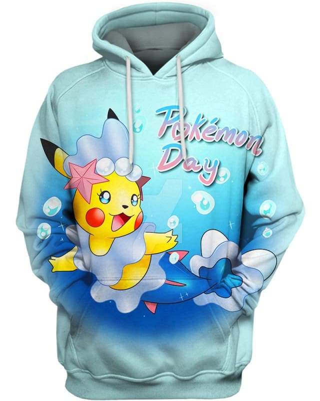 PKM Hoodie Mermaid Pikachu PKM Day Hoodie Blue Unisex