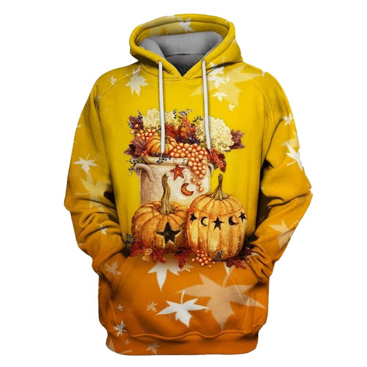 Thanksgiving Hoodie Harvest Thanksgiving Pumpkin Hoodie Yellow Orange Unisex