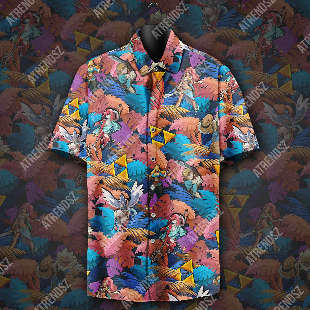 Unifinz Legend Of Zelda Botw Hawaiian Shirt Zelda Link Pattern Tropical Hawaii Shirt Legend Of Zelda  Aloha Shirt 2022