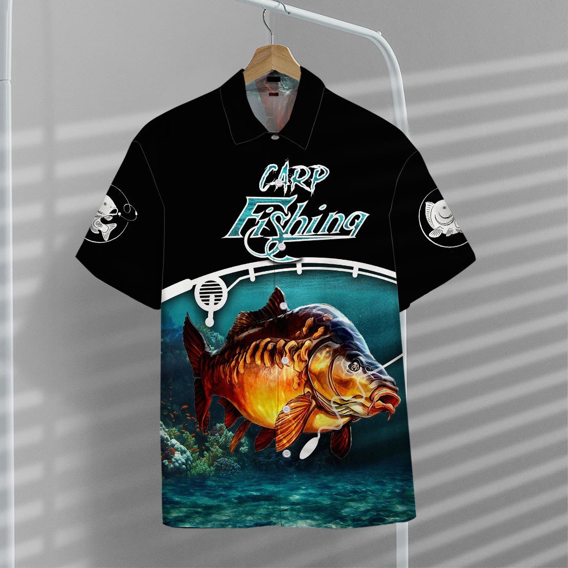 Unifinz Fishing Shirt Carp Fishing Hawaii Shirt Blue Fishing Aloha Shirt 2025