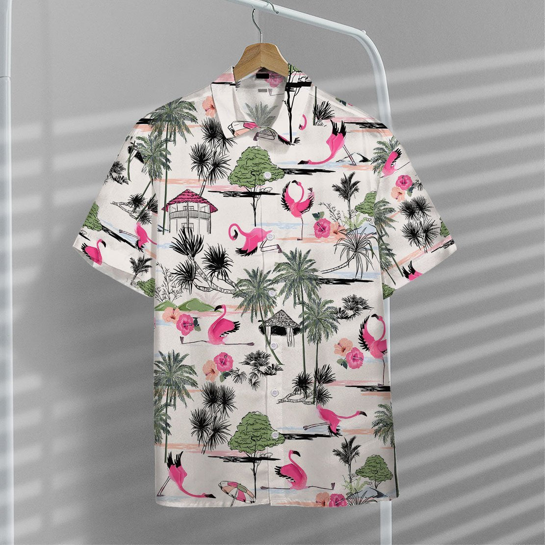 Unifinz Flamingo Hawaii Shirt Vintage Yoga Flamingo Hawaiian Shirt Flamingo Aloha Shirt 2024