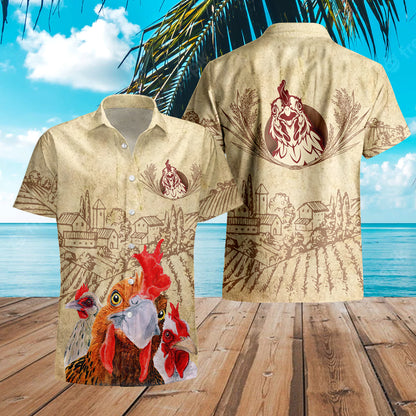 Chicken Hawaii T-shirt Chickens Farm Gift C08