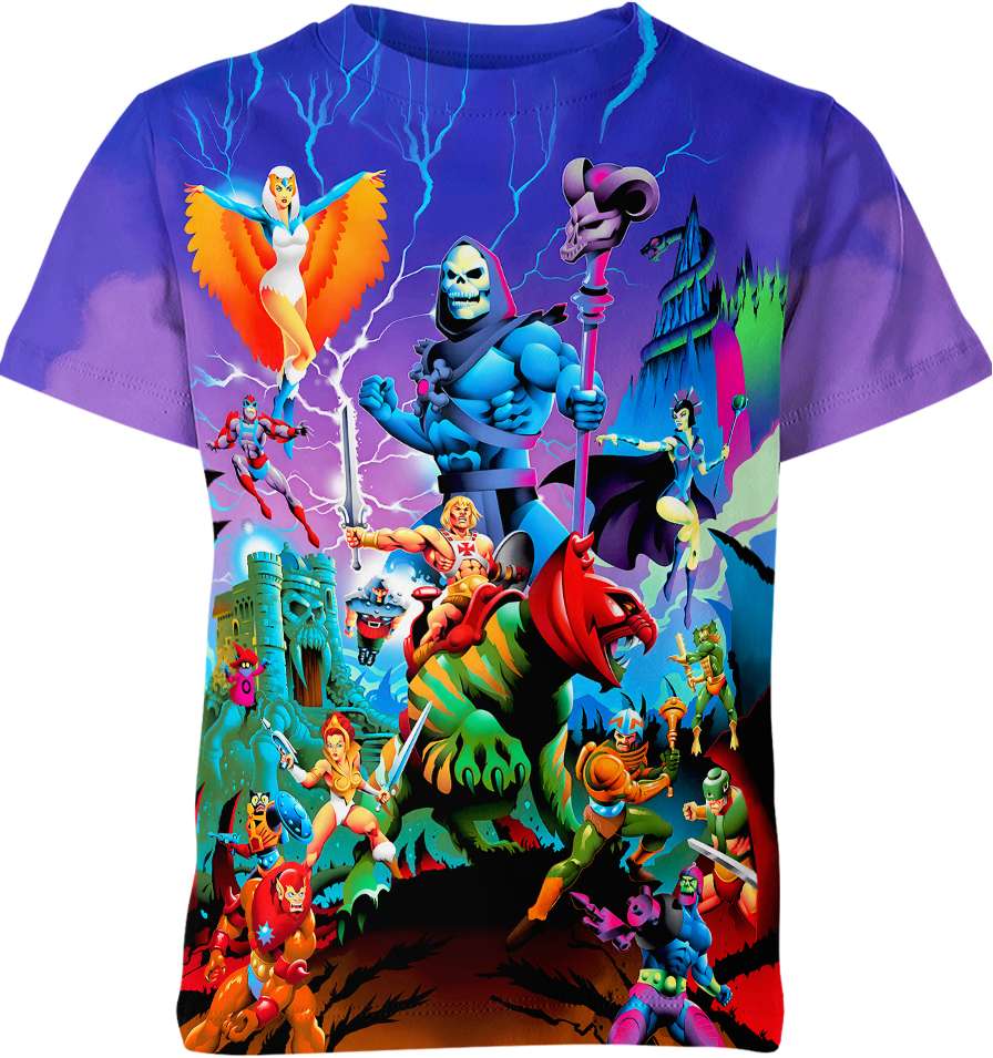 He-Man And The Masters Of The Universe T-shirt Cartoon He Man And Characters Graphic T-shirt Colorful Unisex