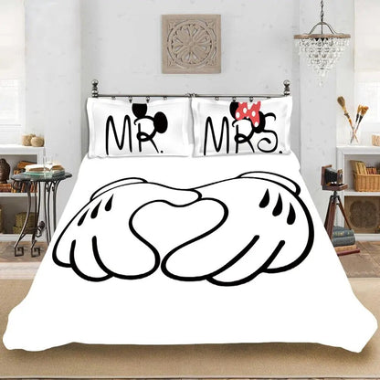 Minnie Bedding Set DN Mr And Mrs Holding Hands Duvet Covers White Unique Gift