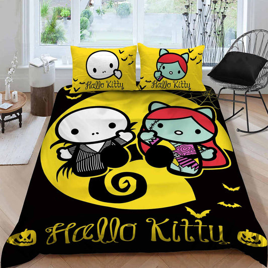 Hello Kitty Bedding Set Hello Kitty As Jack And Sally Duvet Covers Black Yellow Unique Gift