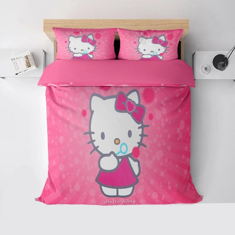 Hello Kitty Bedding Set Hello Kitty Blowing Bubbles Duvet Covers Pink ...