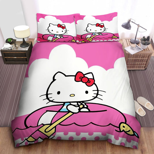 Hello Kitty Bedding Set Hello Kitty Sailing Boat Duvet Covers Pink White Unique Gift