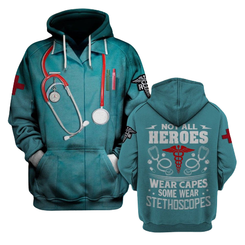 Unifinz Nurse Hoodie Nurse Uniform Not All Hero Wear Capes Some Wear Stethoscopes Hoodie Nurse Apparel 2022