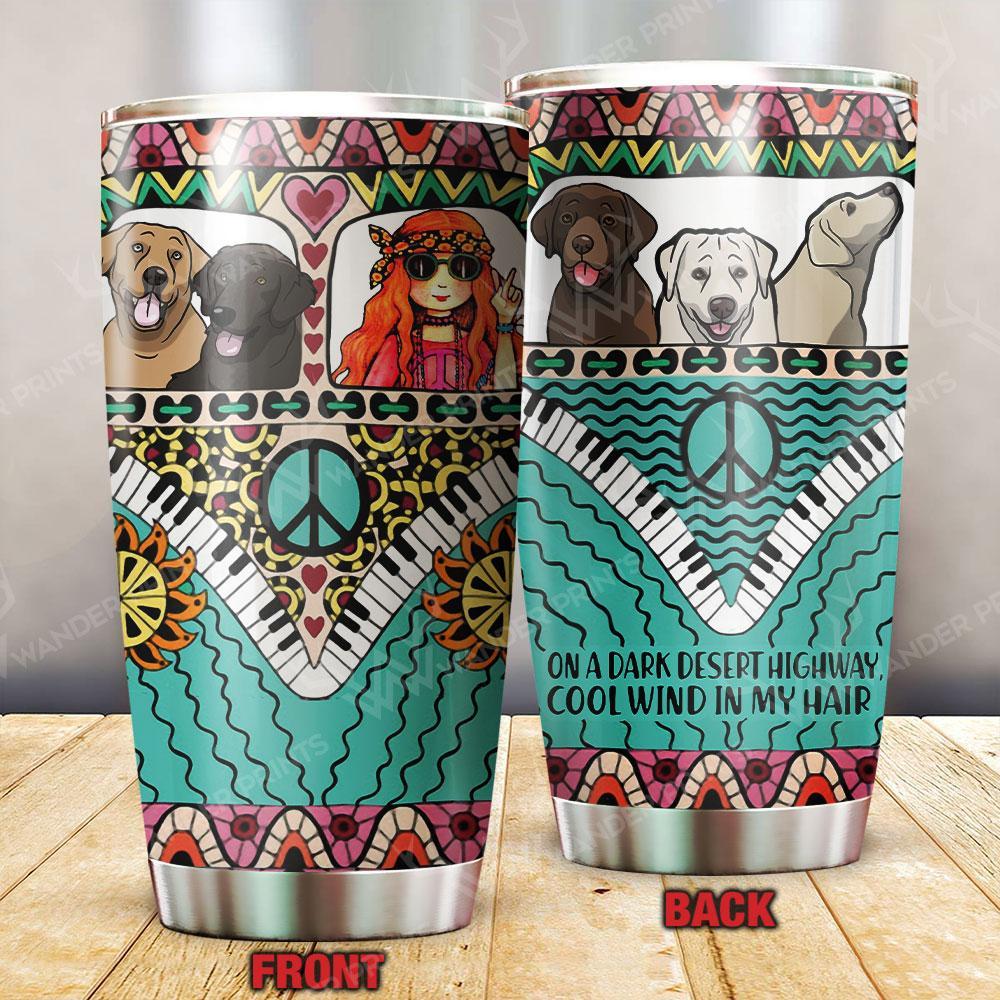  Hippie Tumbler 20 Oz Hippie Van With Girl And Dogs Labrador Retriever Green Tumbler Cup 20 Oz