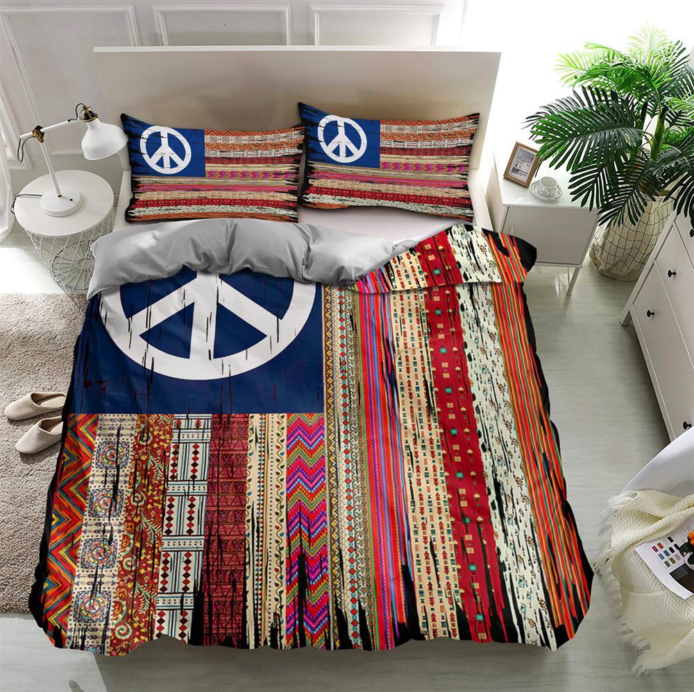 Hippie Bedding Set Hippie Colors Of The 70s Duvet Covers Colorful Unique Gift