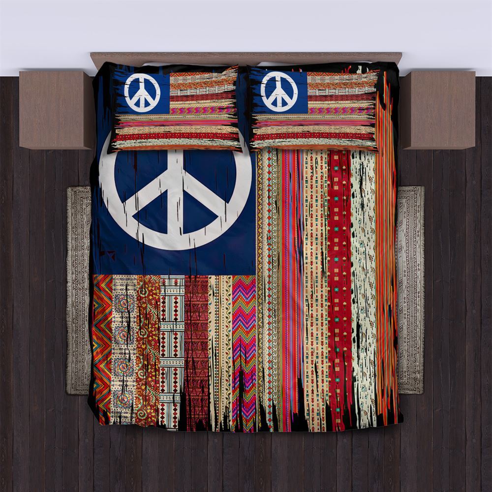 Hippie Bedding Set Hippie Colors Of The 70s Duvet Covers Colorful Unique Gift