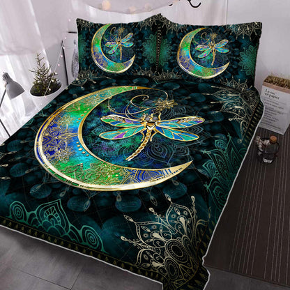 Hippie Bedding Set Hippie Moon And Dragonfly Gem Duvet Covers Green Unique Gift